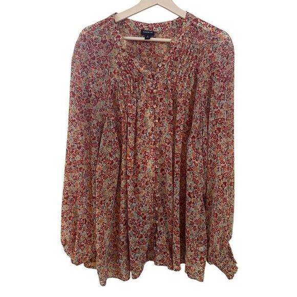 Torrid size 3XL long sleeve button up blouse floral metallic woven in - Picture 1 of 5